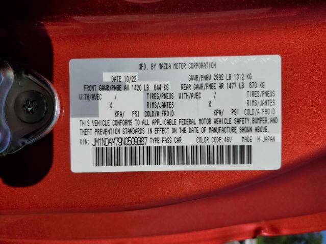 JM1NDAM79N0509387 - 2022 MAZDA MX-5 MIATA GRAND TOURING RED photo 12