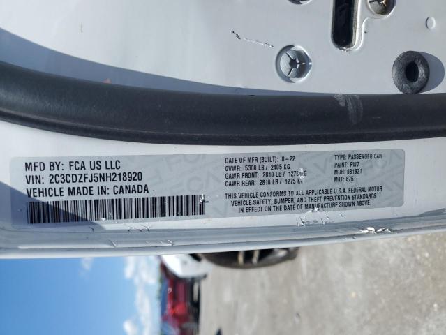 2C3CDZFJ5NH218920 - 2022 DODGE CHALLENGER R/T SCAT PACK WHITE photo 13