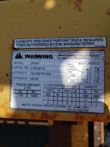 AT29C80133 - 2005 CATERPILLAR LIFT TRUCK YELLOW photo 10