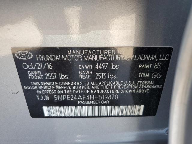 5NPE24AF4HH519870 - 2017 HYUNDAI SONATA SE SILVER photo 12