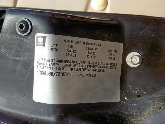 1G8AL58BX7Z107605 - 2007 SATURN ION LEVEL 3  photo 10