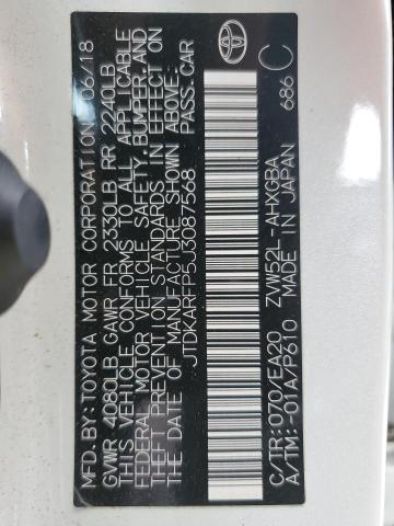 JTDKARFP5J3087568 - 2018 TOYOTA PRIUS PRIM 白色 照片 12