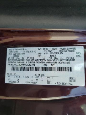 5LMCJ2D93HUL32378 - 2017 LINCOLN MKC SELECT Շագանակագույն լուսանկար 12