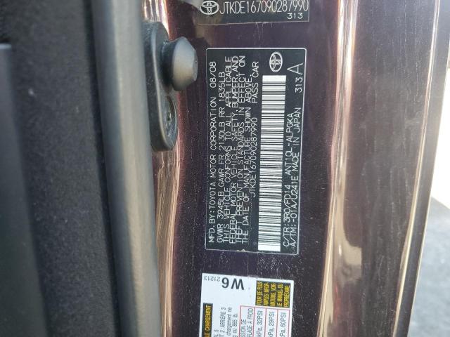 JTKDE167090287990 - 2009 TOYOTA SCION TC Bordo foto 12