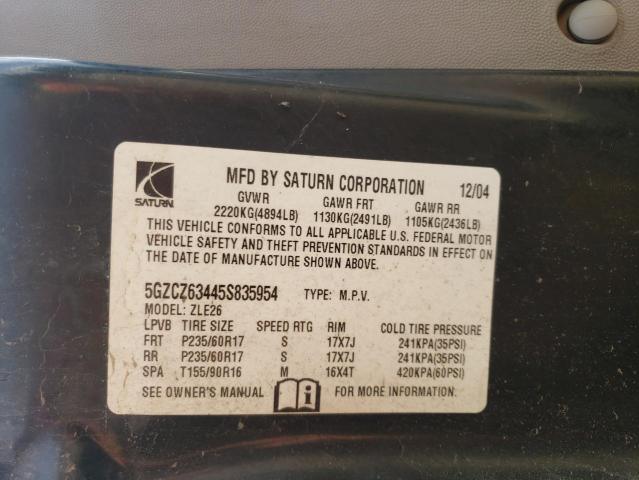 5GZCZ63445S835954 - 2005 SATURN VUE SILVER photo 10