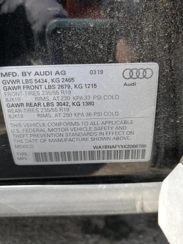 WA1BNAFYXK2086786 - 2019 AUDI Q5 PREMIUM PLUS BLACK photo 13