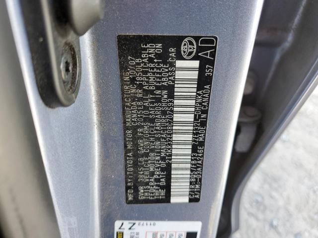 2T1KR32E08C707593 - 2008 TOYOTA COROLLA MA XR BLUE photo 12