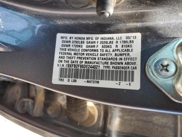 19XFB2F95DE244021 - 2013 HONDA CIVIC EXL 灰色 照片 12
