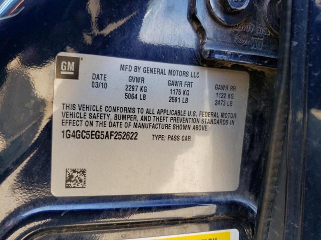 1G4GC5EG5AF252622 - 2010 BUICK 4DR CXL BLUE photo 12