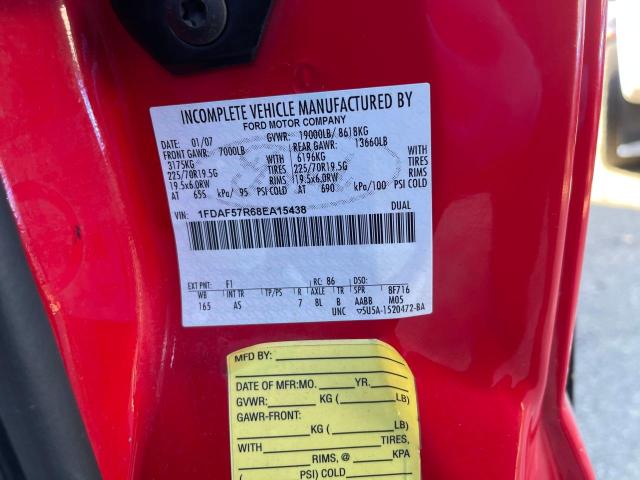 1FDAF57R68EA15438 - 2008 FORD F550 SUPER DUTY RED photo 10