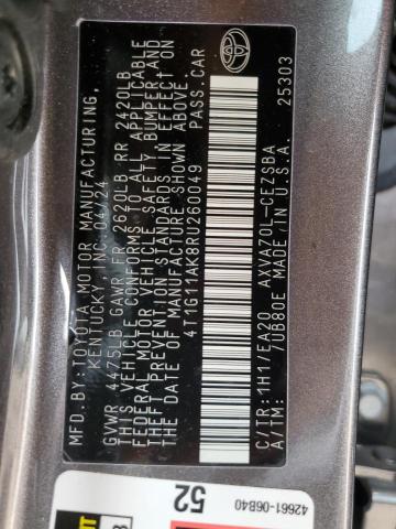 4T1G11AK8RU260049 - 2024 TOYOTA CAMRY SE NIGHT SHADE GRAY photo 13