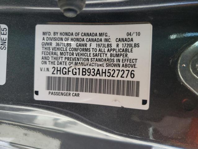 2HGFG1B93AH527276 - 2010 HONDA CIVIC EXL 灰色 照片 12