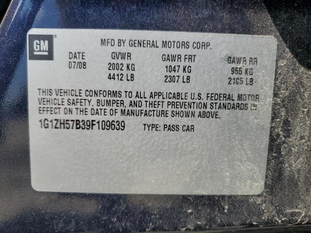 1G1ZH57B39F109639 - 2009 CHEVROLET MALIBU 1LT BLUE photo 12