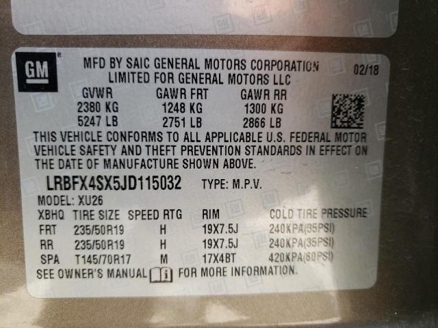 LRBFX4SX5JD115032 - 2018 BUICK ENVISION PREMIUM II Qəhvəyi foto 13