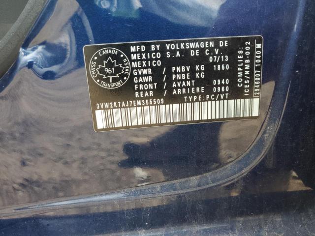 3VW2K7AJ7EM355509 - 2014 VOLKSWAGEN JETTA BASE 蓝色 照片 13
