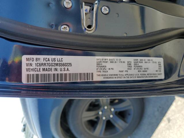 1C6RR7GG2MS560225 - 2021 RAM 1500 CLASS SLT ლურჯი ფოტო 13