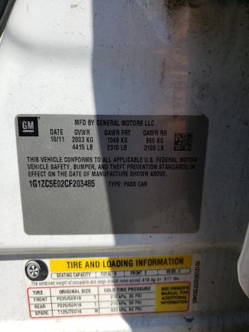 1G1ZC5E02CF203485 - 2012 CHEVROLET MALIBU 1LT 白色 照片 13