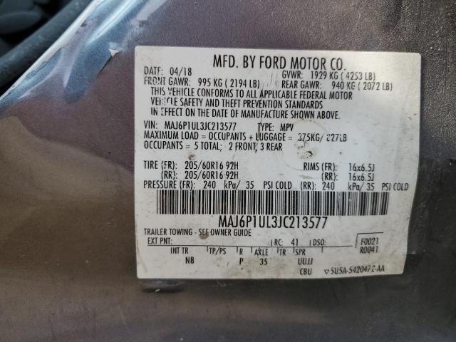 MAJ6P1UL3JC213577 - 2018 FORD ECOSPORT SE Szary zdjęcie 12