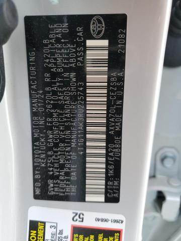 4T1G11AK3RU225743 - 2024 TOYOTA CAMRY SE NIGHT SHADE WHITE photo 12