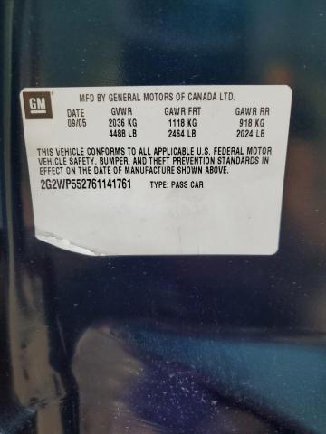 2G2WP552761141761 - 2006 PONTIAC GRAND PRIX 蓝色 照片 13