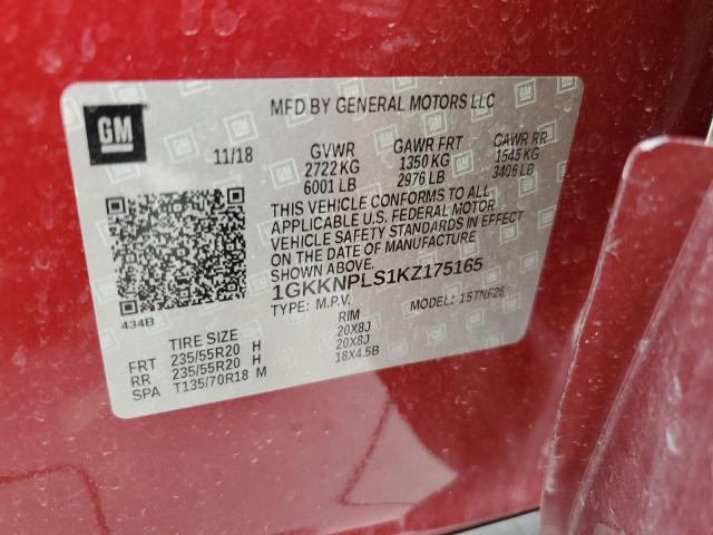 1GKKNPLS1KZ175165 - 2019 GMC ACADIA DENALI RED photo 14