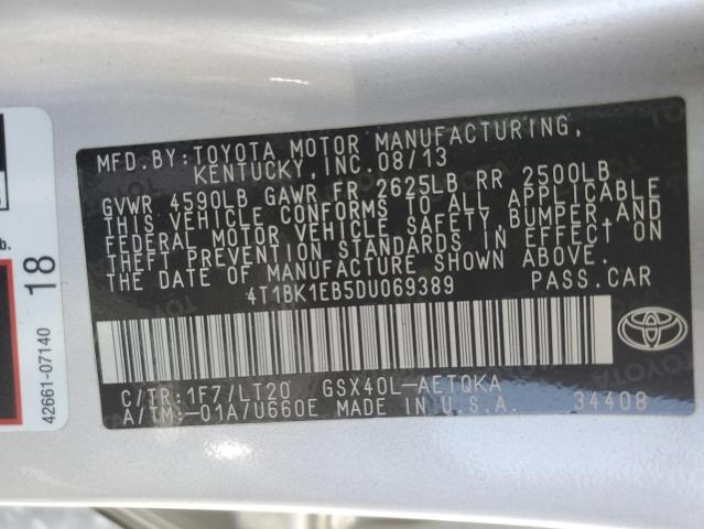 4T1BK1EB5DU069389 - 2013 TOYOTA AVALON BASE 银色 照片 12