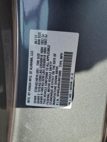 5FNRL6H83JB015090 - 2018 HONDA ODYSSEY TOURING GRAY photo 13