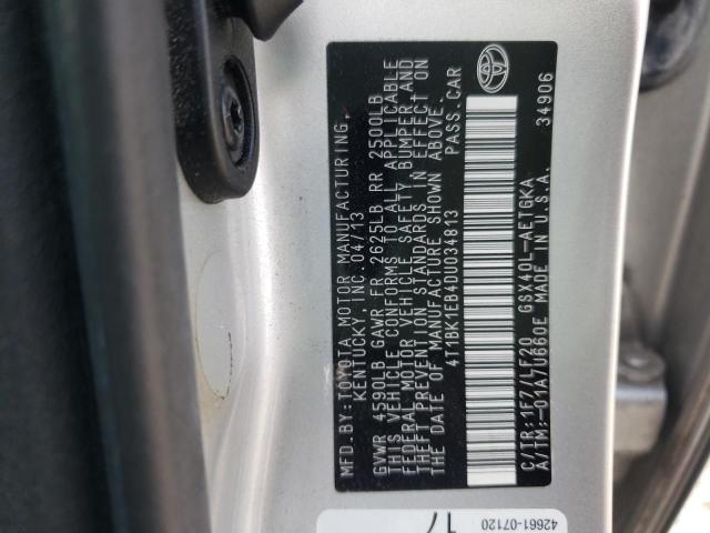 4T1BK1EB4DU034813 - 2013 TOYOTA AVALON BASE Gümüş foto 10