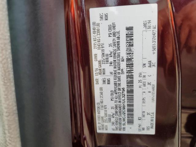 5LMCJ2C98HUL32796 - 2017 LINCOLN MKC SELECT Կարմիր լուսանկար 13