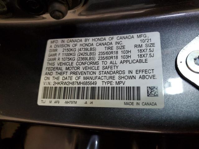 2HKRW2H87MH685649 - 2021 HONDA CR-V EXL GRAY photo 14