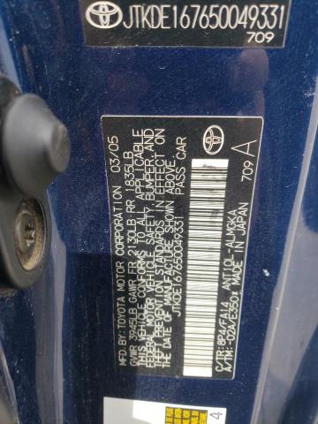 JTKDE167650049331 - 2005 TOYOTA SCION TC 蓝色 照片 12