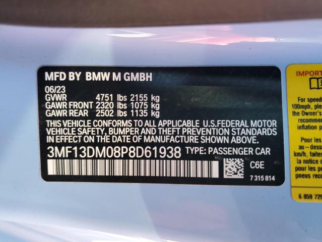 3MF13DM08P8D61938 - 2023 BMW M2 BLUE photo 12