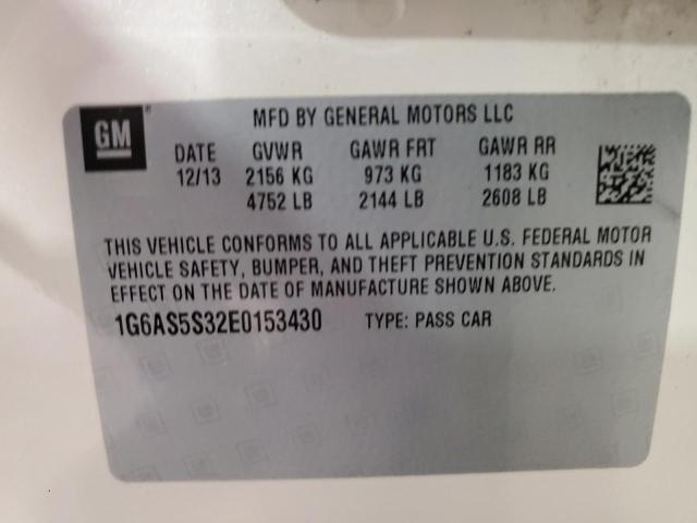 1G6AS5S32E0153430 - 2014 CADILLAC CTS PERFORMANCE COLLECTION Белый фото 13