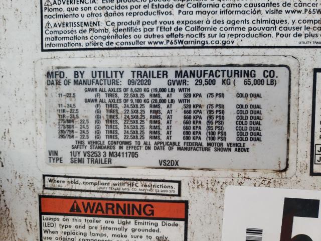 1UYVS2533M3411705 - 2021 UTILITY 53' TRL WHITE photo 10