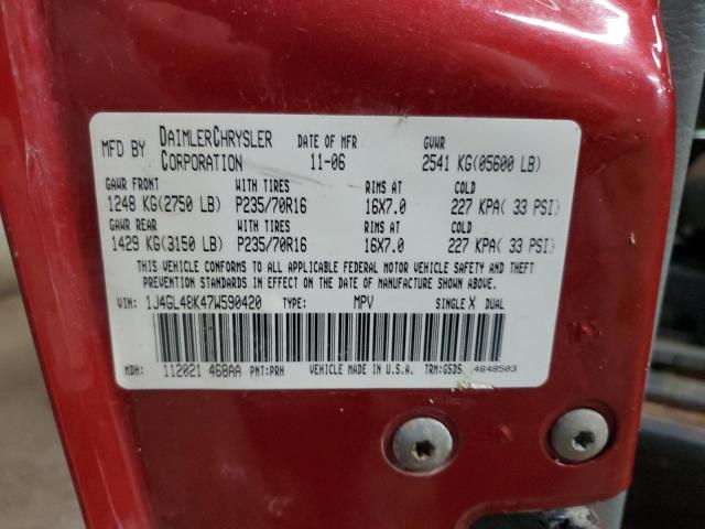 1J4GL48K47W590420 - 2007 JEEP LIBERTY SPORT ბურგუნდია ფოტო 13