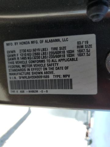 5FNRL6H55KB091689 - 2019 HONDA ODYSSEY EX GRAY photo 13