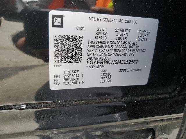 5GAERBKW6MJ152567 - 2021 BUICK ENCLAVE ESSENCE შავი ფოტო 13