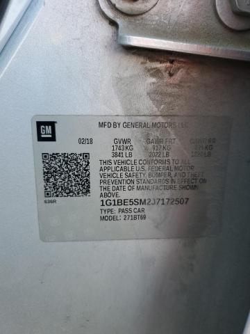 1G1BE5SM2J7172507 - 2018 CHEVROLET CRUZE LT Argent photo 13