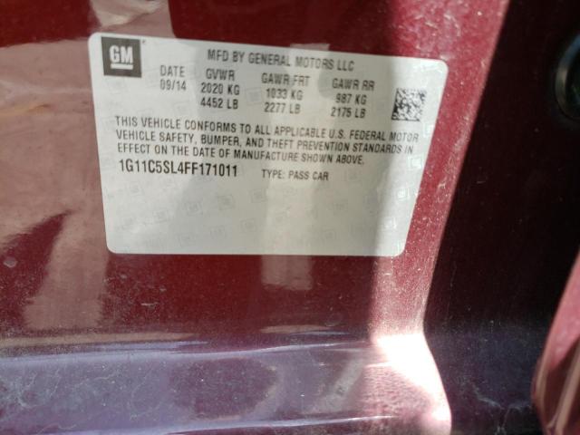 1G11C5SL4FF171011 - 2015 CHEVROLET MALIBU 1LT MAROON photo 12