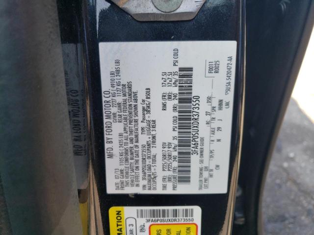 3FA6P0SUXDR373550 - 2013 FORD FUSION TITANIUM PHEV BLACK photo 12