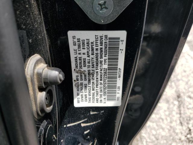 19XFB2F97FE235632 - 2015 HONDA CIVIC EXL შავი ფოტო 12