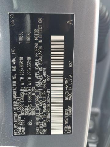 5TDGZRBH8LS024401 - 2020 TOYOTA HIGHLANDER XLE BLUE photo 13