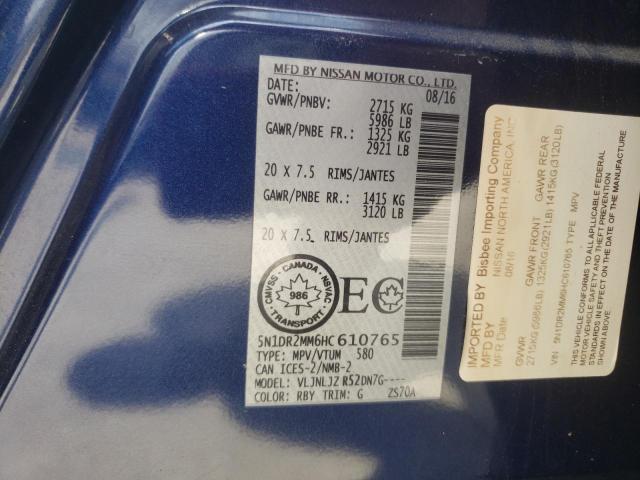 5N1DR2MM6HC610765 - 2017 NISSAN PATHFINDER S BLUE photo 13