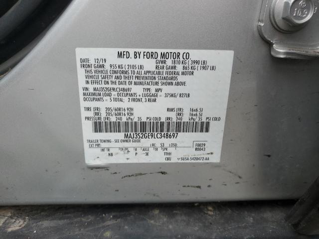 MAJ3S2GE9LC348697 - 2020 FORD ECOSPORT SE 银色 照片 14