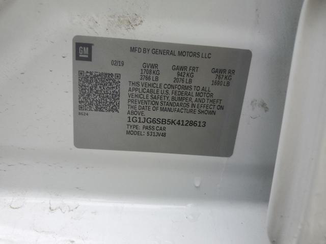 1G1JG6SB5K4128613 - 2019 CHEVROLET SONIC WHITE photo 12