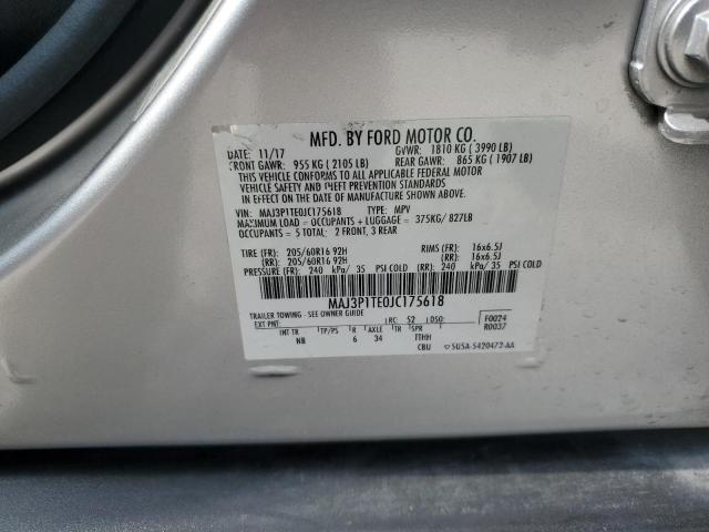 MAJ3P1TE0JC175618 - 2018 FORD ECOSPORT SE ვერცხლისფერი ფოტო 14