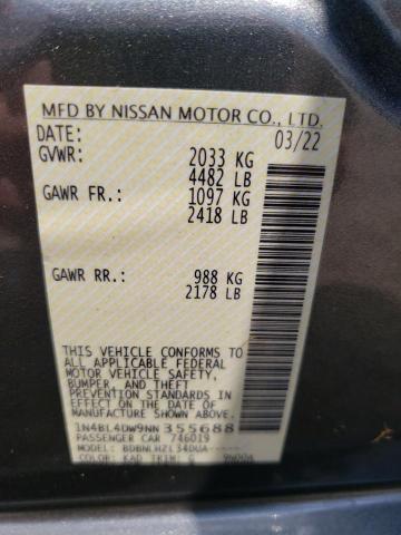 1N4BL4DW9NN355688 - 2022 NISSAN ALTIMA SV CHARCOAL photo 10