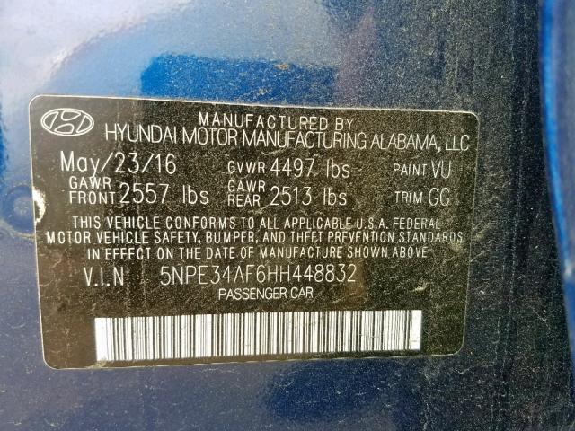 5NPE34AF6HH448832 - 2017 HYUNDAI SONATA SPORT  photo 10