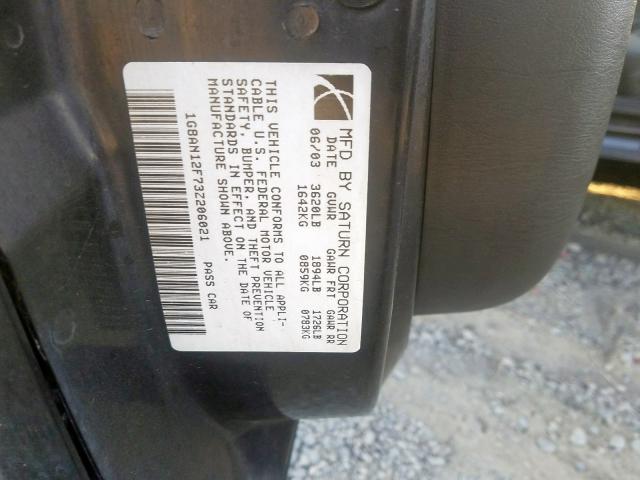 1G8AN12F73Z206021 - 2003 SATURN ION LEVEL 2  照片 10