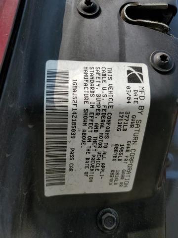 1G8AJ52F14Z185039 - 2004 SATURN ION LEVEL 2 勃艮第红 照片 12
